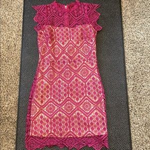 Fushia lace bodycon dress